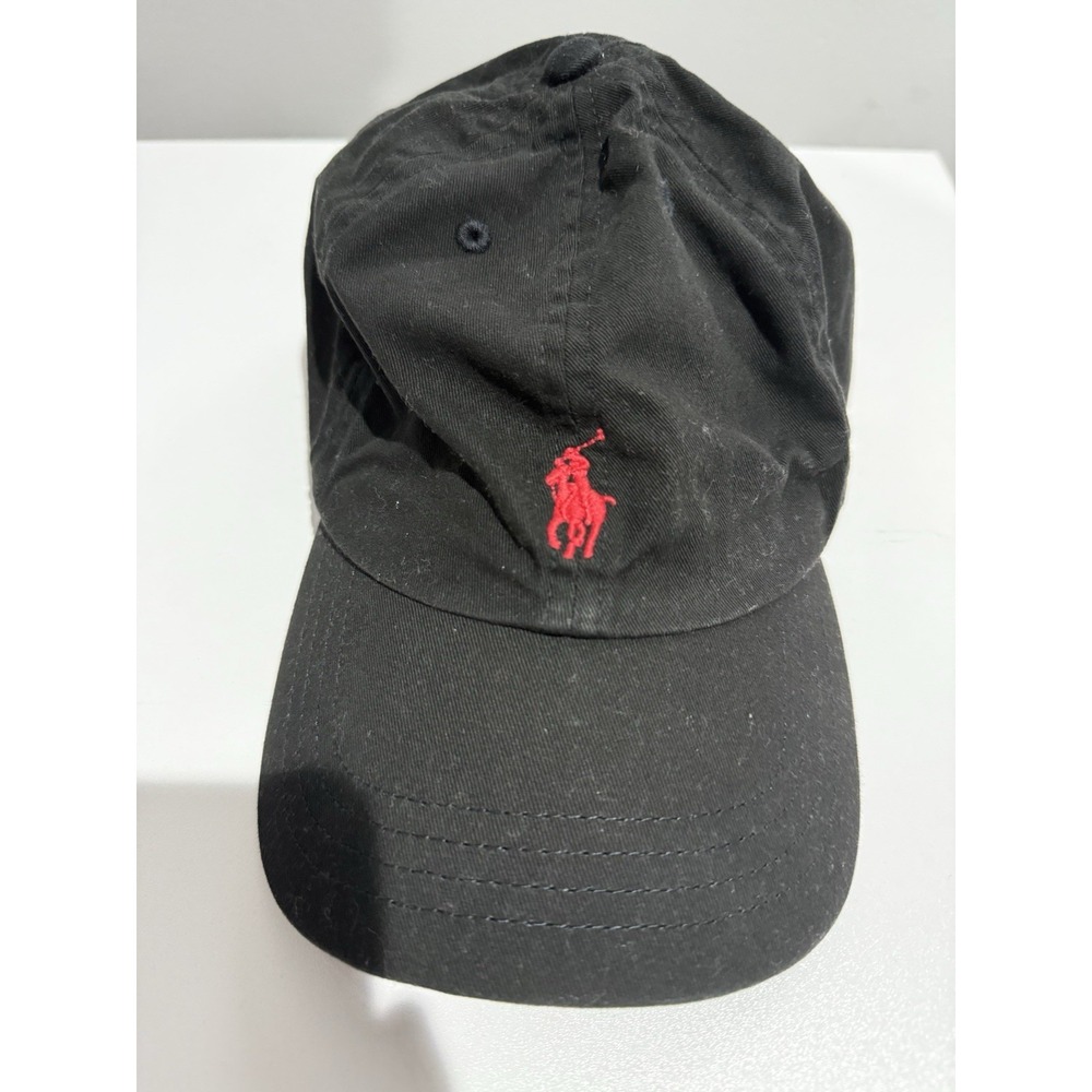 Polo Ralph Lauren Black Adjustable Strap Hat Baseball Cap Embroidered